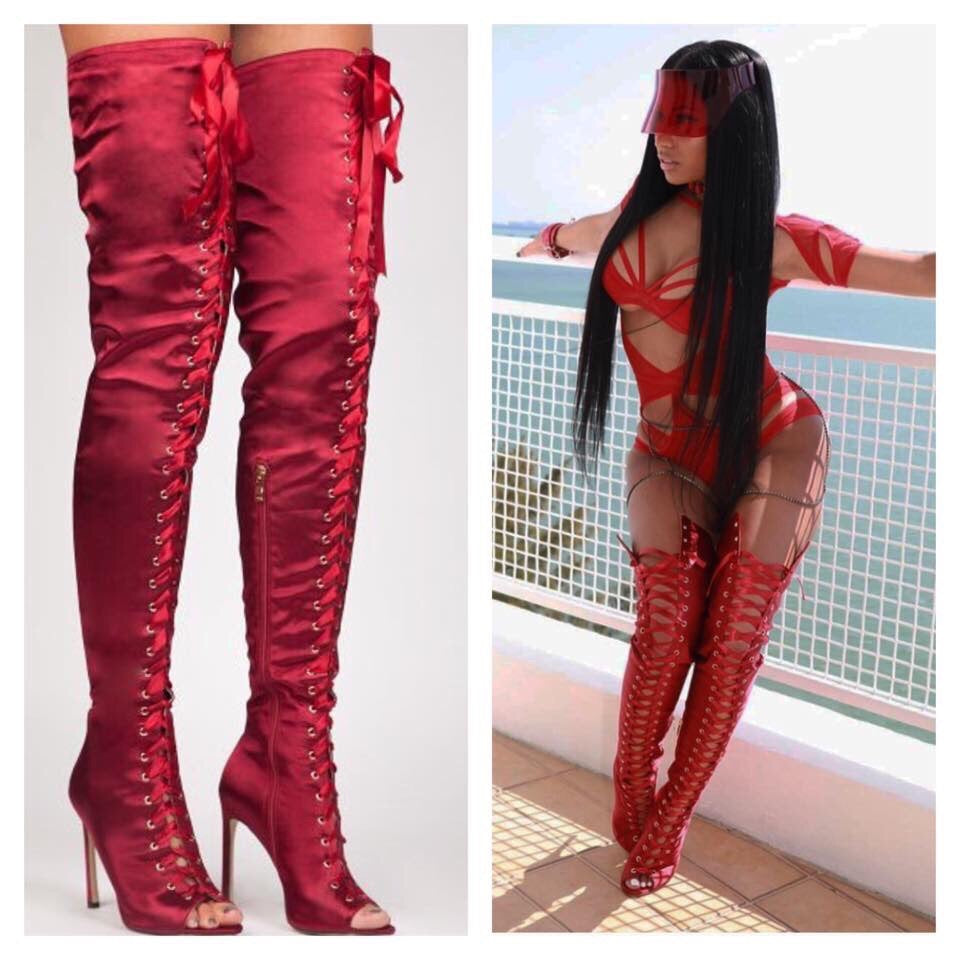 Satin thigh clearance high boots